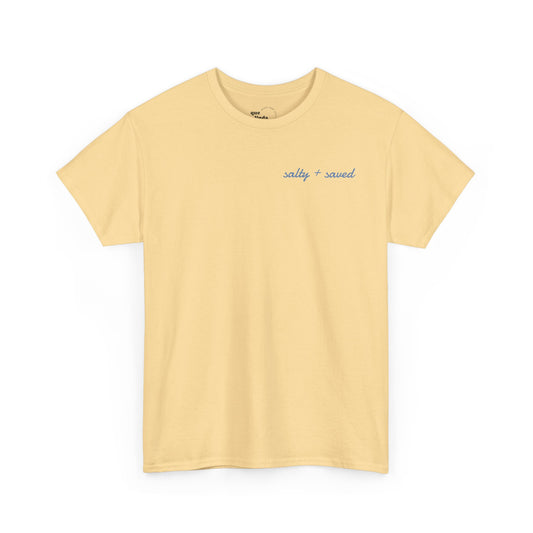 salty + saved + sent T-Shirt | minimalist script coastal faith tee