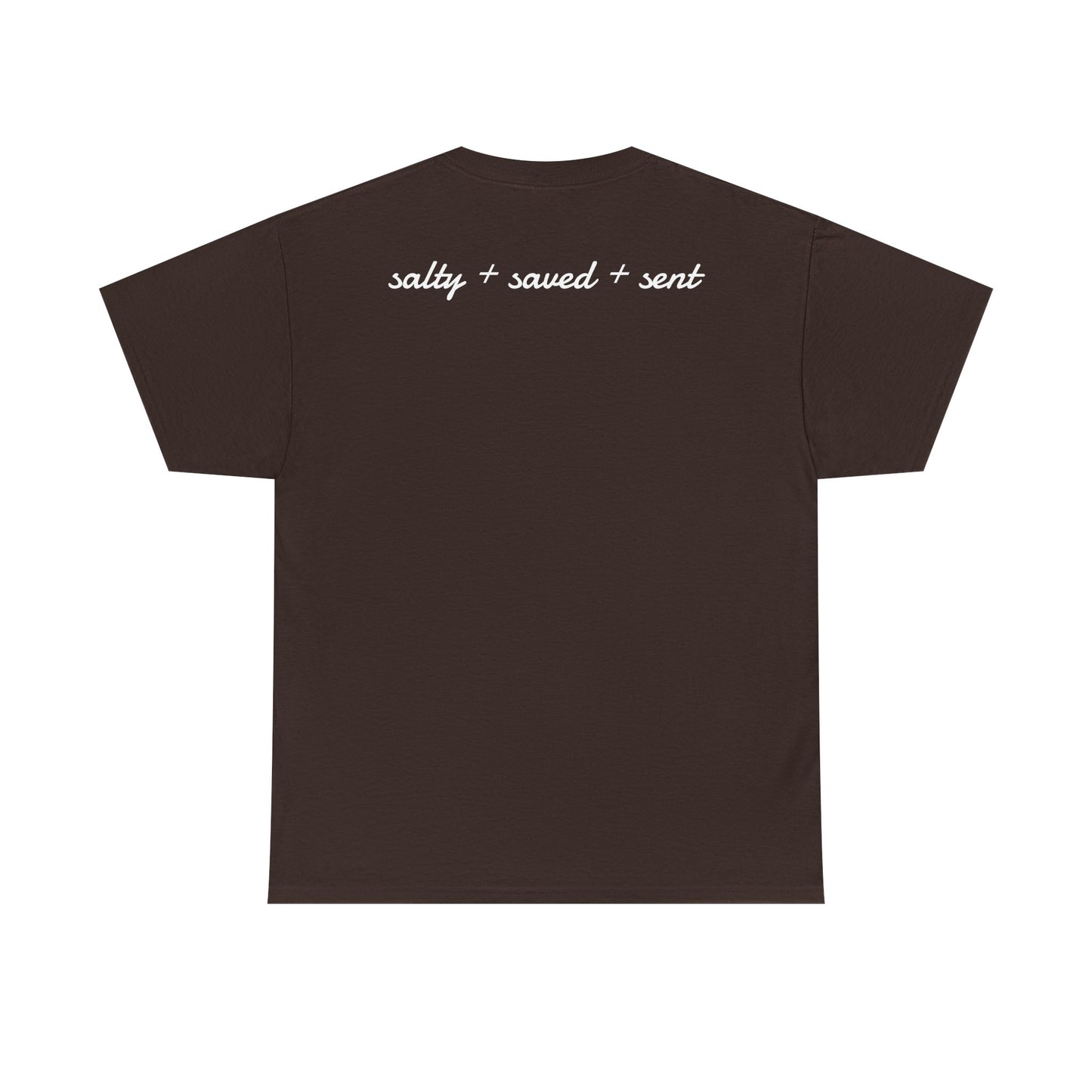 salty + saved + sent T-Shirt | minimalist script coastal faith tee