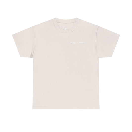 salty + saved + sent T-Shirt | minimalist script coastal faith tee