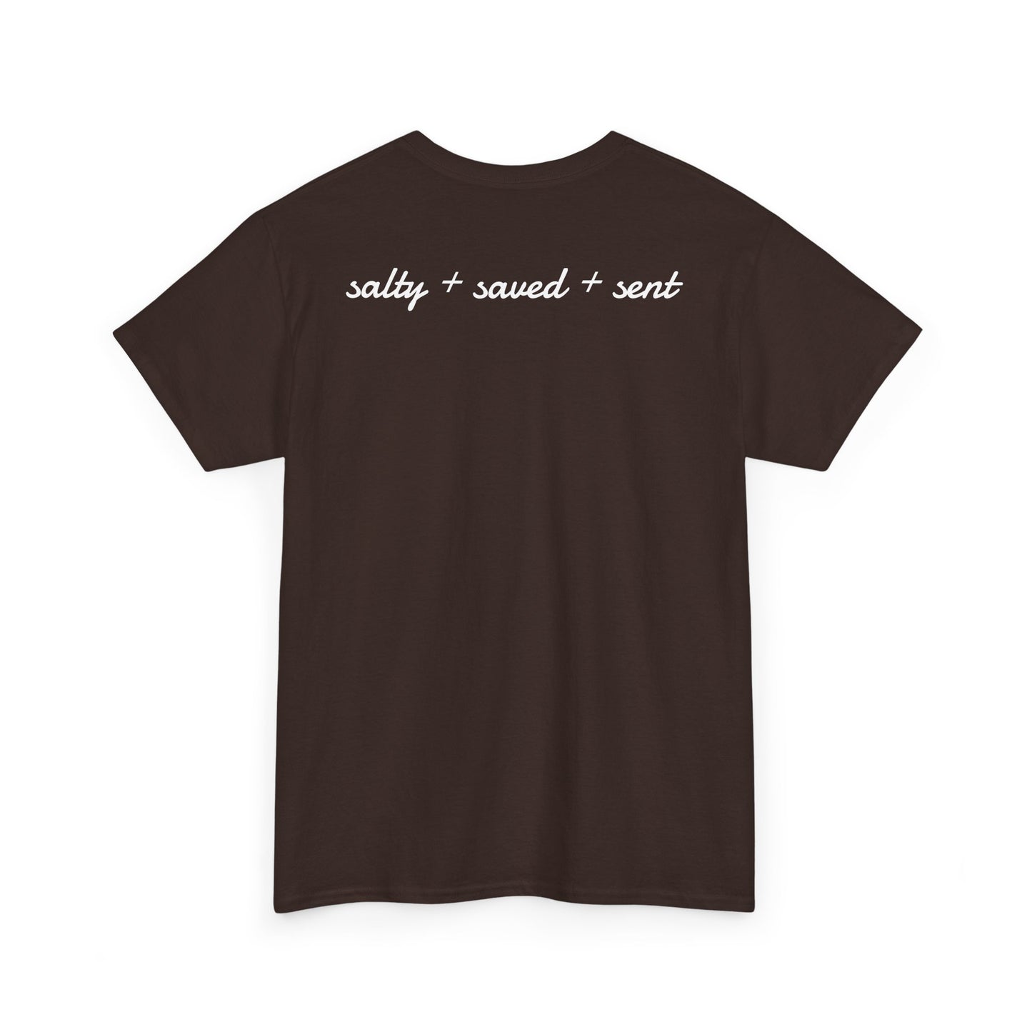 salty + saved + sent T-Shirt | minimalist script coastal faith tee