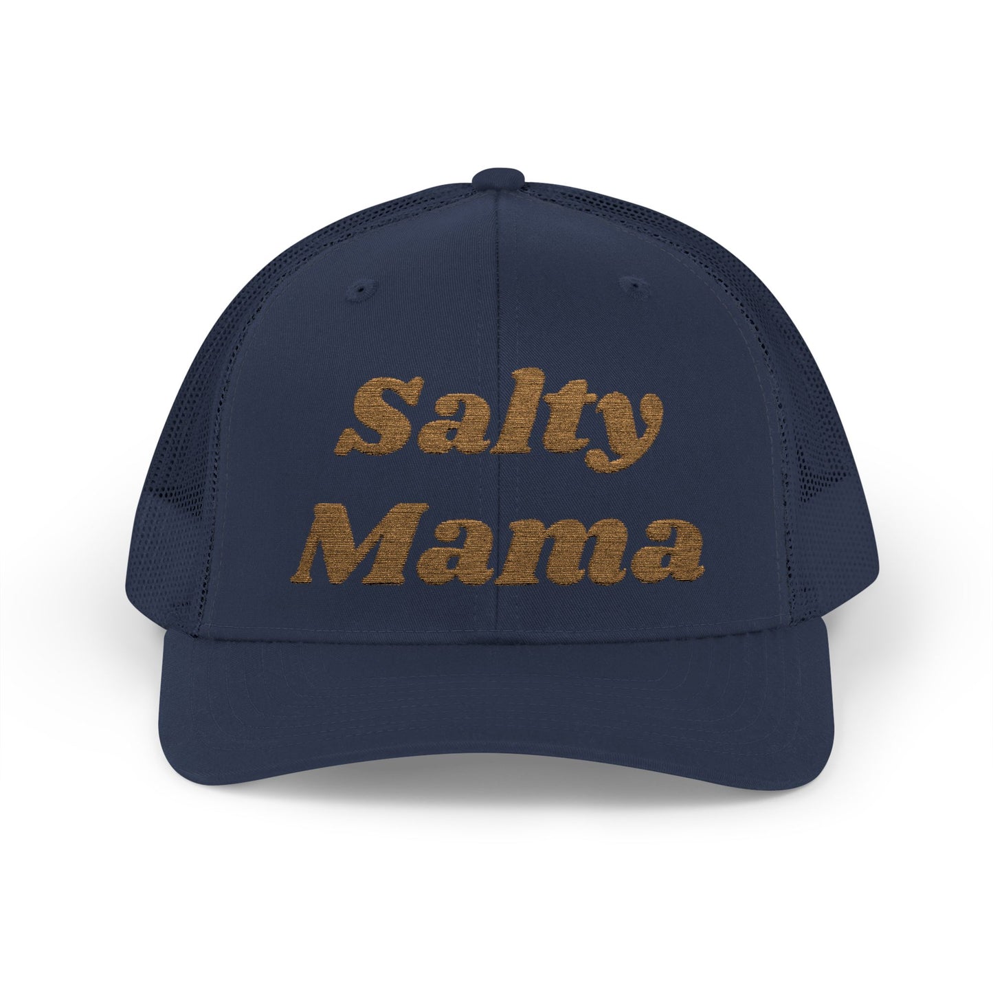 Salty Mama Trucker Hat — Sparkle Gold Text Snapback Cap