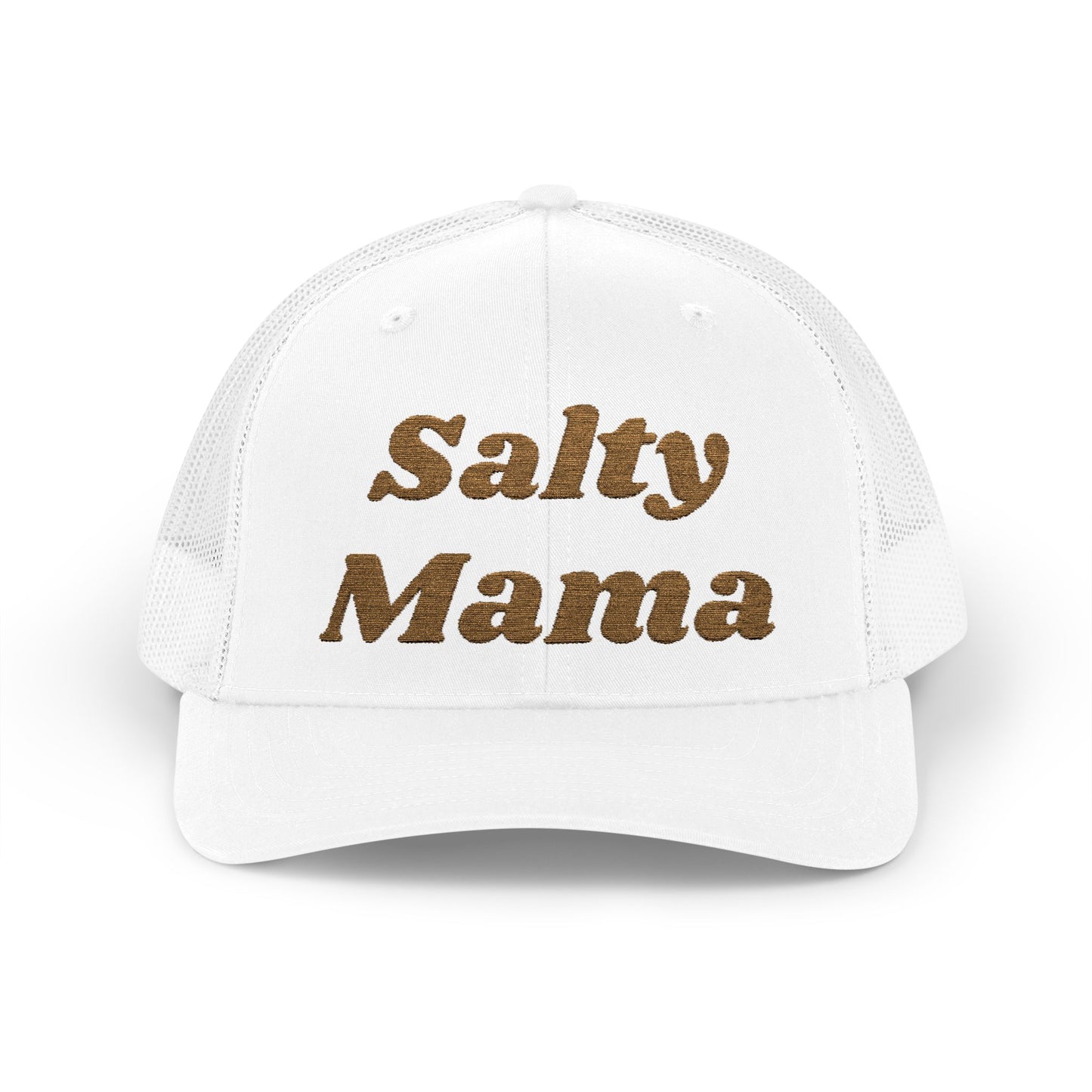 Salty Mama Trucker Hat — Sparkle Gold Text Snapback Cap