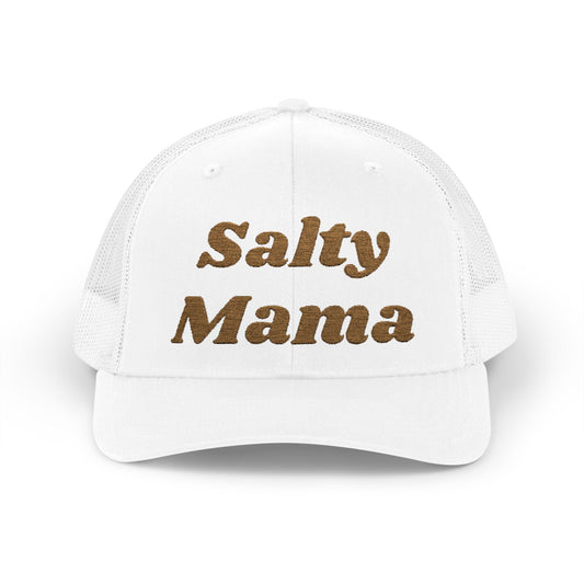 Salty Mama Trucker Hat — Sparkle Gold Text Snapback Cap